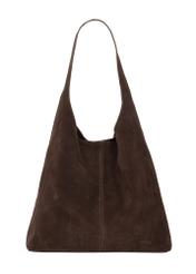 Brown suede shopper bag TORES-1403-1H(Z26). Front view on white background.