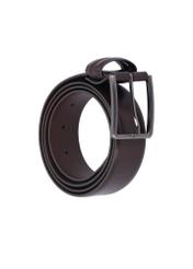 Men's brown leather belt PASMS-0284-1I(Z26), diagonal product view on white background.