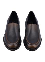 Dark brown leather women's moccasins BUTYD-1330-1I(Z26), front product view on white background.