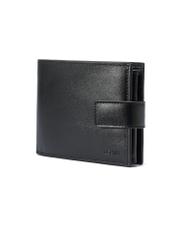 Black medium men's leather wallet PORMS-0639-99(W25) - side view on white background.