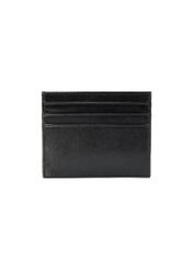 Black leather card case PORMS-0637-99(W25), back view of the product on a white background.
