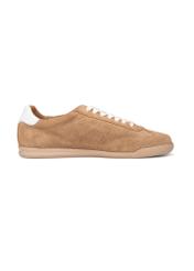 Beige leather sports shoes BUTYM-0534-1B(W26), side product view on white background.