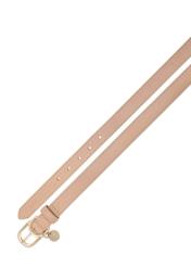 Beige women's leather belt PASDS-0275-81(Z25), product view from above on white background.