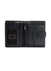 Navy blue men's leather wallet PORMS-0010B-69(W25), interior view of the product on a white background.