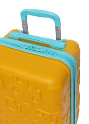 Small orange suitcase on wheels WALAB-0087-3B-18(W26), view of the product handle on a white background.