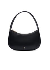 Black small leather women's handbag TORES-1263-99(W26), product view from the front on a white background.