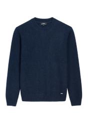 Men's navy blue wool sweater SWEMT-0173-7E(Z26), front view on a white background.