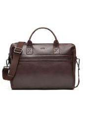 Brown leather men's bag TORMS-0460-89(Z25), product view from the front on a white background.