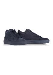 Men's navy blue leather sneakers BUTYM-0449-69(Z23)-02