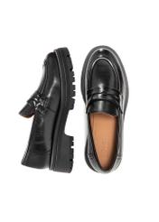 Women's leather moccasins in black BUTYD-1187-99(Z25), product view from above on a white background.