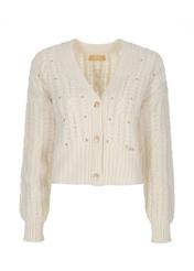 Cream women's sweater with rivets KARDT-0030-12(Z23)-07