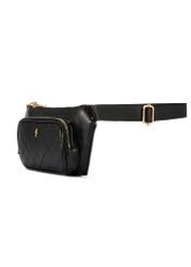Black women's waist bag with stitching TOREC-1192-99(W26), diagonal product view on a white background.