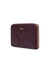 Burgundy quilted leather women's wallet PORES-1008-4D(Z26), diagonal product view on white background.