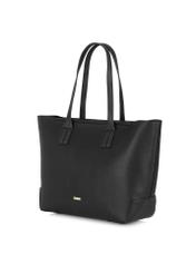 Black imitation leather shopper bag TOREC-0908-99(W24)-02