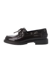Women's dark brown leather moccasins BUTYD-1313-1I(Z26), side view of the product on a white background.
