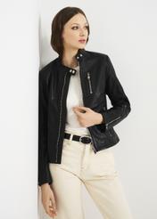 Women's black jacket with zipper KURDS-0345-5427(W23)-02