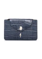 Small navy blue leather women's wallet PORES-0890-7D(W26) - front product view, on white background.