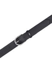 Black leather women's belt PASDS-0345-99(Z26), product view from above on white background.