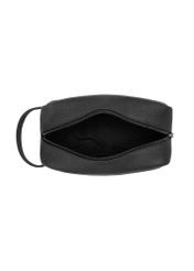 Black leather men's cosmetic bag TORMS-0537-9I(Z26), product view from the inside on a white background.