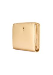 Small gold leather women's wallet PORES-0960-2X(W26) - diagonal product view, on a white background.