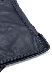 Navy blue men's leather gloves REKMS-0001A-69(Z25) - close-up of detail on white background.