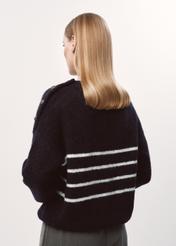 Navy blue striped women's sweater SWEDT-0200-69(Z23)-03