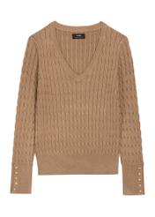 Women's camel sweater SWEDT-0212A-1D(Z26), front product view on white background.