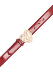 Leather belt with heart buckle PASDS-0337-4B(W26), top view of the product on a white background.