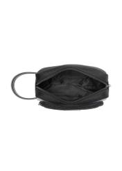 Black and brown men's cosmetic bag TORMN-0379-9J(Z26), product view from the inside on a white background.