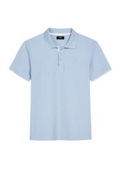 Light blue cotton polo shirt POLMT-0045B-7A(W26), front product view on white background.