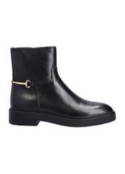 Women's leather black ankle boots BUTYD-1290-99(Z26), side view of the product on a white background.