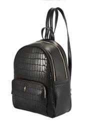 Black women's croco-style backpack TOREC-0725A-97(Z25), diagonal product view on white background.