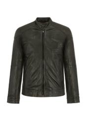 Dark green leather jacket for men KURMS-0301-1285(W23)-03