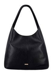 Black leather shopper bag TORES-1372A-9I(Z26), front product view on white background.