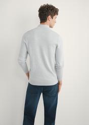 Light gray men's sweater with a stand-up collar SWEMT-0189-9A(W26) - back view of the product, on a model, against a light background. Half of the silhouette visible.