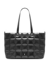 Large leather black quilted handbag TORES-1196-99(Z25), front product view on white background.