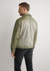 Men's olive leather jacket KURMS-0404-8F(W26)