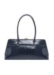 Dark navy blue small leather women's handbag TORES-1293-7EW26), product view from the back on a white background.