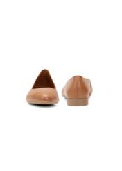 Women's leather ballet flats in cognac color BUTYD-1049B-1F(W26), front and back view of the product on a white background.