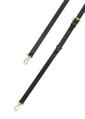 Women's black leather messenger bag TORES-1283-9I(W26) - close-up detail, on white background.