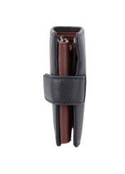 Black men's leather wallet PORMS-0719-99(Z26) - side view of the product, on a white background.