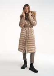 Women's warm jacket in beige color KURDT-0253-81(Z21)-03