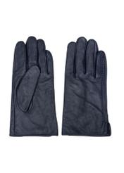 Navy blue men's leather gloves REKMS-0001A-69(Z25) - product view from above on white background.