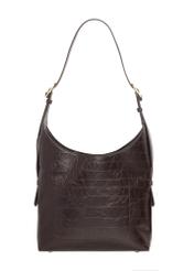 Burgundy croco women's shopper bag TOREC-1306-4D(Z26), product view from the back on a white background.