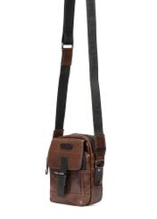 Men's brown leather bag with flap TORMS-0105-1H(W26), diagonal product view on white background.
