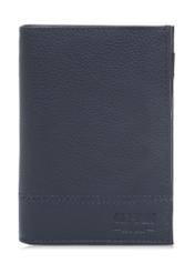 Navy blue men's leather wallet PORMS-0022B-69(W25), front product view on white background.