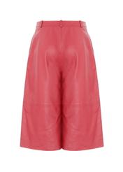 Pink leather short pants for women SPODS-0027-1157(Z21)-04