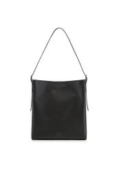 Black leather shopper bag TORES-1436-99(Z26) - front product view, on white background.