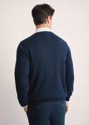 Navy blue men's basic sweater SWEMT-0114A-69(Z24)