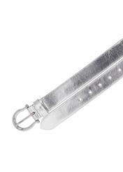 Women's silver leather belt PASDS-0274-9X(Z26), product view from above on white background.